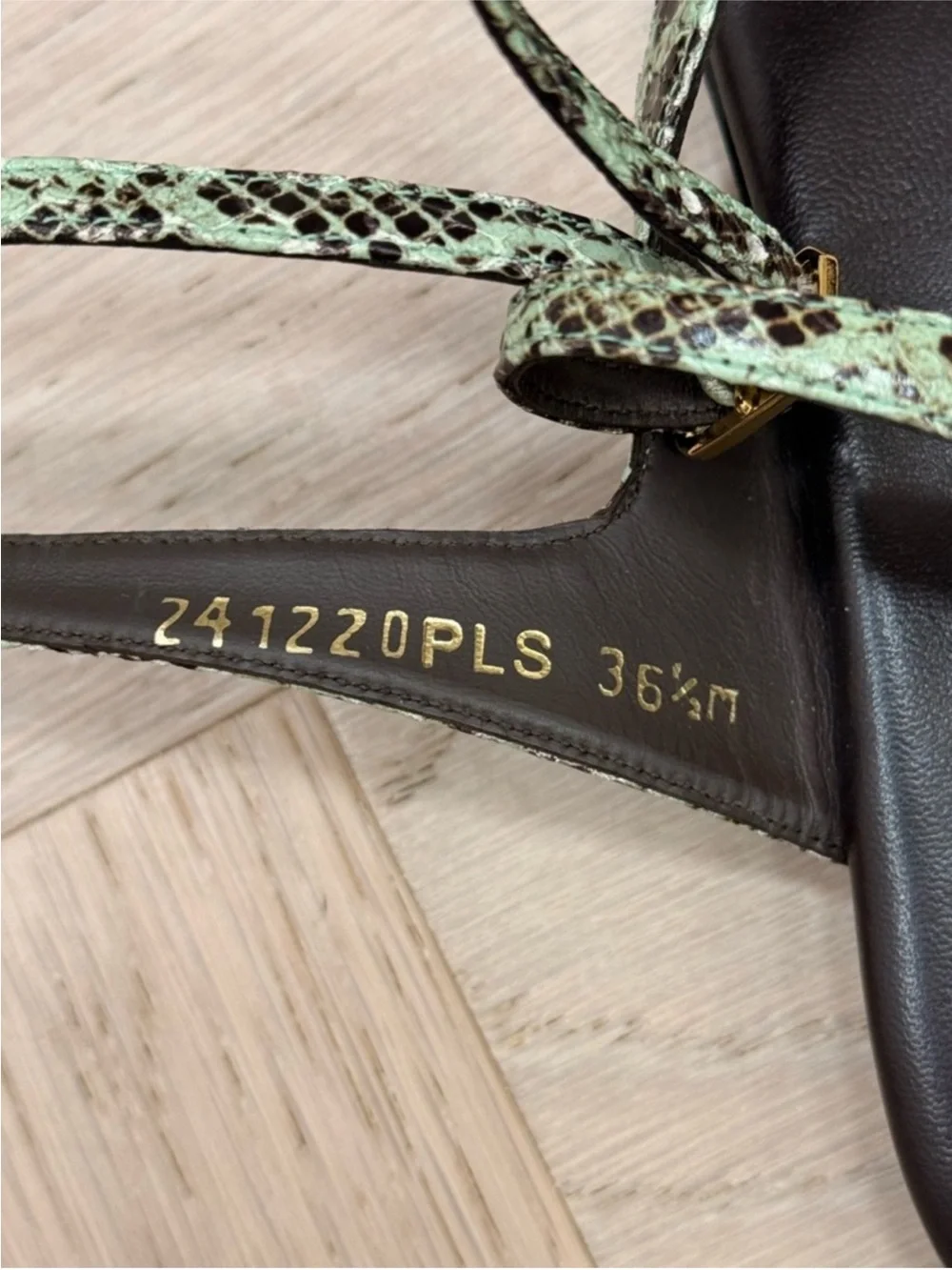 Margaux Black Sandals with Green Snake-Print Straps
